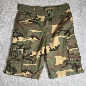 Airwalk Rip-Stop Camouflage 8 Pocket Cargo Shorts Men's 32 Belted